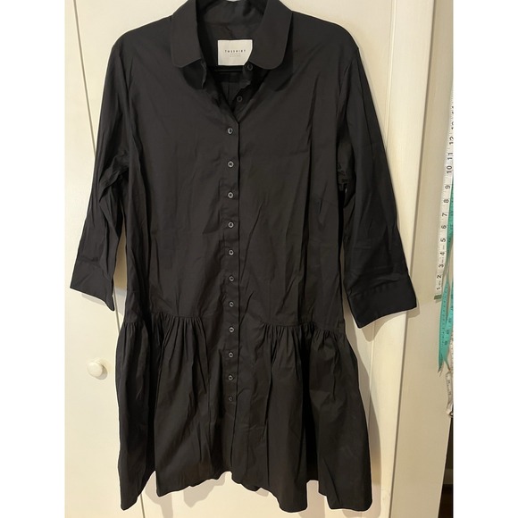 The Shirt Dress By Rochelle Behrens Button Up Long Sleeve Black Size XL Womens - Picture 2 of 5